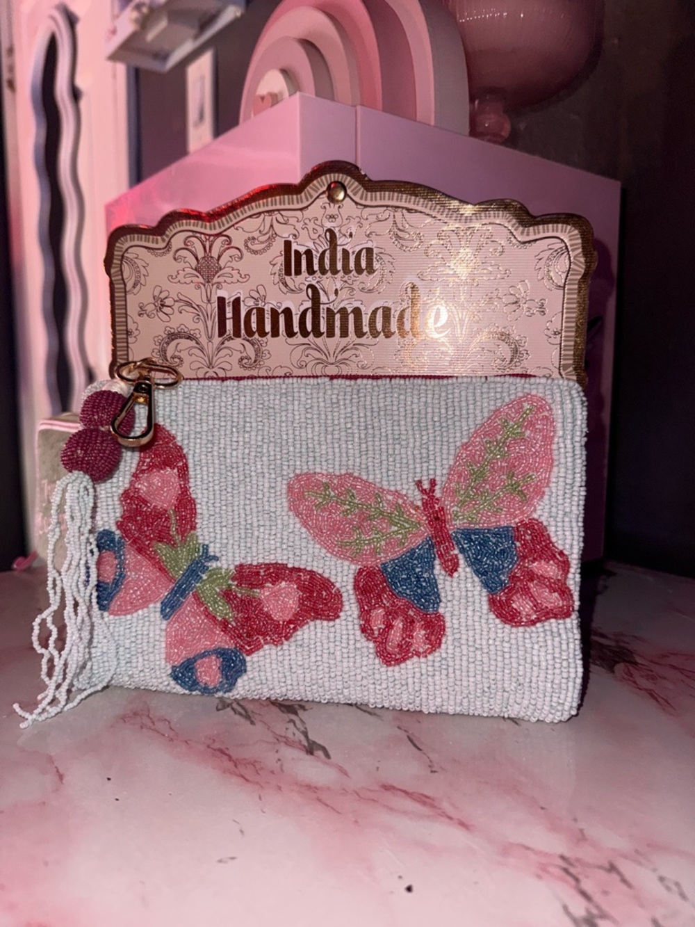 Handmade Beaded Butterfly Mini Bag